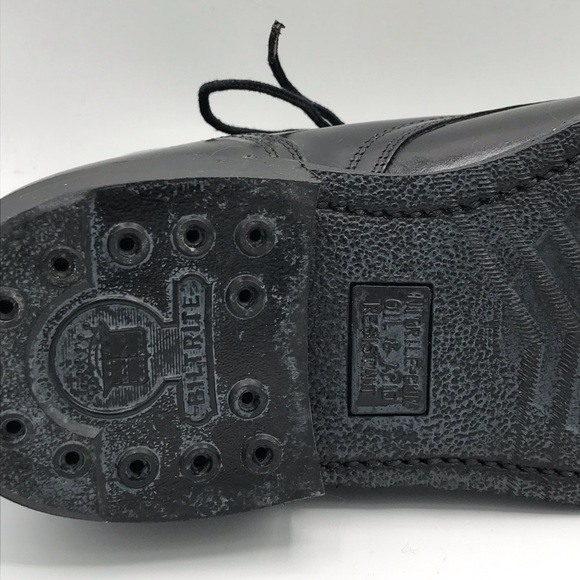 NWOT Unisex Black Leather Steel Toe Army Boots - Picture 7 of 9